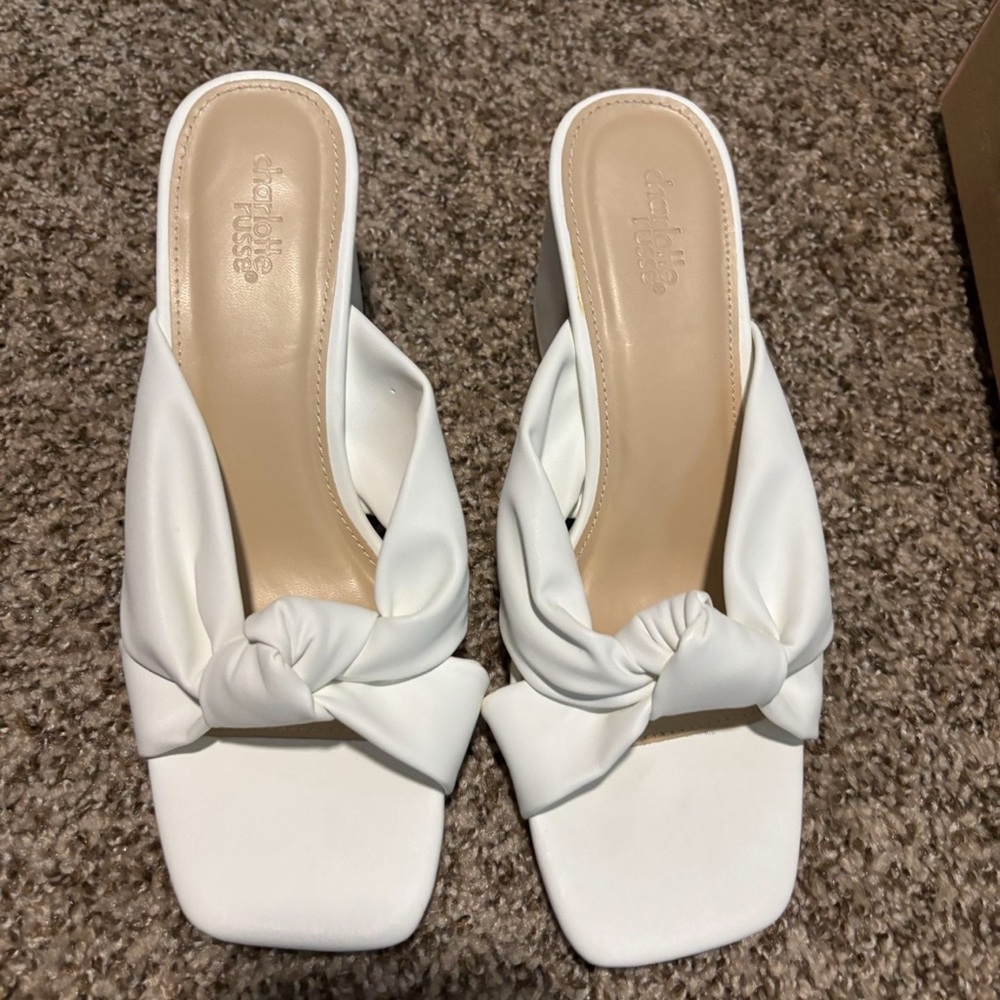 Charlotte Russe  White Gathered Mules